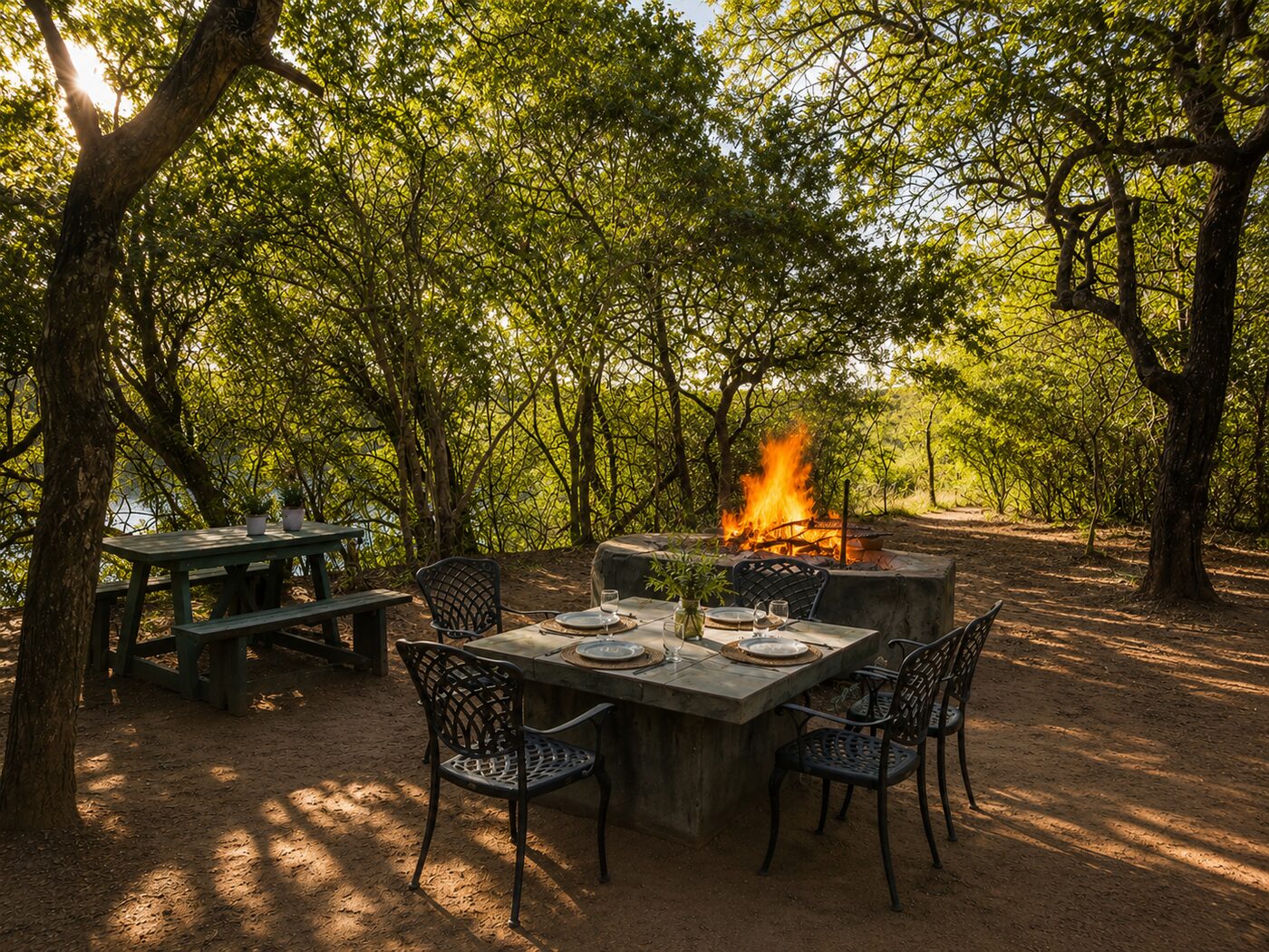 Outdoor boma at Nhlonhlela Bush Lodge